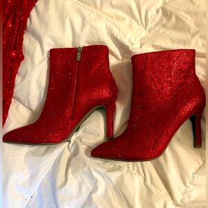 Bedazzled Heeled Ankle Boots (Sugar) NEW